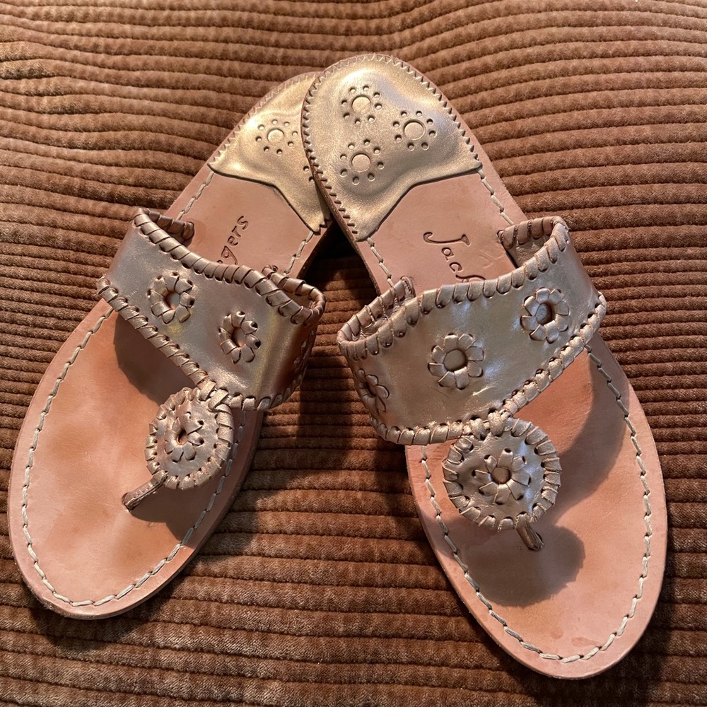 Rose gold Jack Rogers sandals